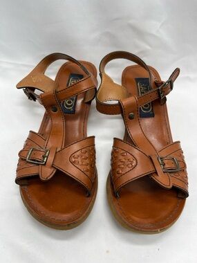 Vintage 1970s Rapallo Brown Leather Heeled Strap Sandals